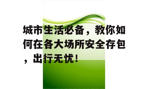城市生活必备，教你如何在各大场所安全存包，出行无忧！