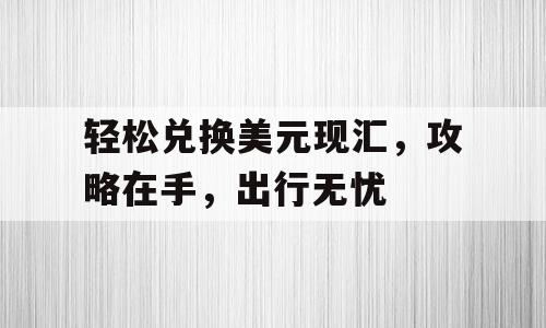 轻松兑换美元现汇，攻略在手，出行无忧