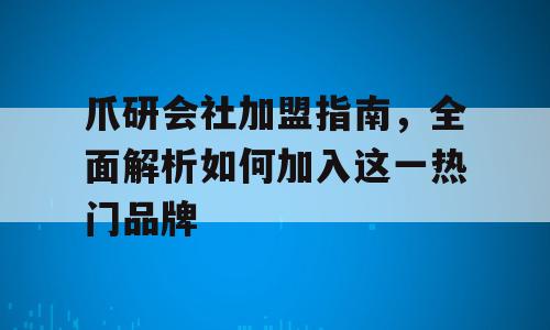 爪研会社加盟指南，全面解析如何加入这一热门品牌