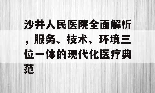 沙井人民医院全面解析，服务、技术、环境三位一体的现代化医疗典范