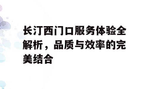 长汀西门口服务体验全解析，品质与效率的完美结合