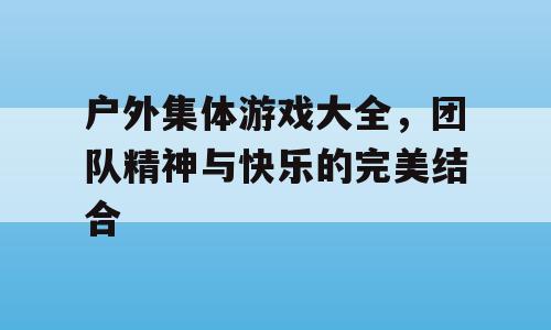 户外集体游戏大全，团队精神与快乐的完美结合