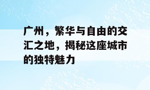 广州，繁华与自由的交汇之地，揭秘这座城市的独特魅力