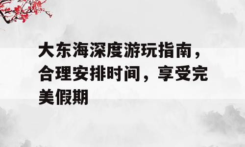 大东海深度游玩指南，合理安排时间，享受完美假期