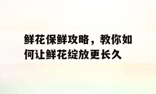 鲜花保鲜攻略，教你如何让鲜花绽放更长久