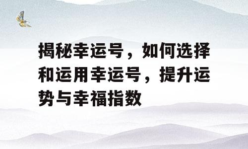 揭秘幸运号，如何选择和运用幸运号，提升运势与幸福指数