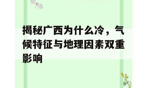 揭秘广西为什么冷，气候特征与地理因素双重影响