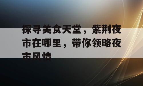 探寻美食天堂，紫荆夜市在哪里，带你领略夜市风情
