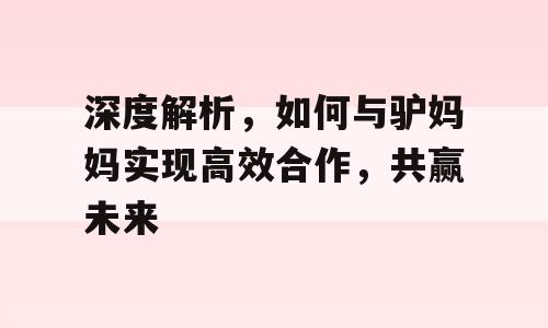深度解析，如何与驴妈妈实现高效合作，共赢未来