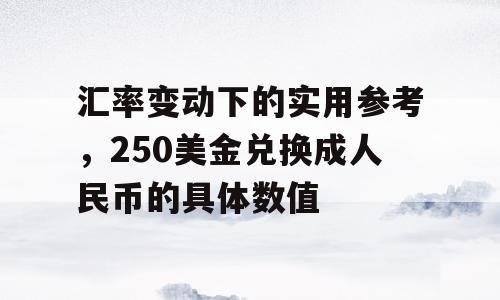 汇率变动下的实用参考，250美金兑换成人民币的具体数值
