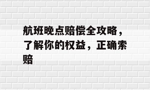 航班晚点赔偿全攻略，了解你的权益，正确索赔