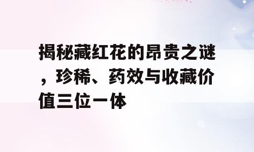 揭秘藏红花的昂贵之谜，珍稀、药效与收藏价值三位一体