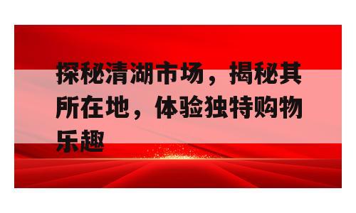 探秘清湖市场，揭秘其所在地，体验独特购物乐趣