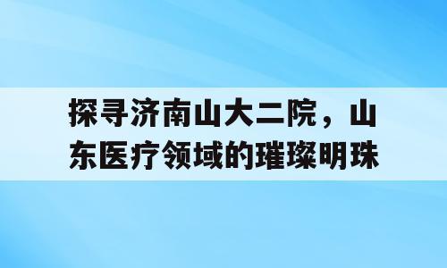 探寻济南山大二院，山东医疗领域的璀璨明珠