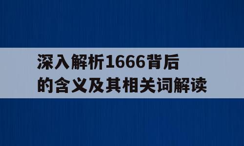 深入解析1666背后的含义及其相关词解读