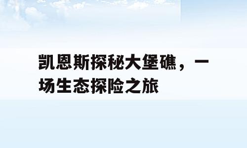 凯恩斯探秘大堡礁，一场生态探险之旅