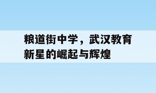 粮道街中学，武汉教育新星的崛起与辉煌