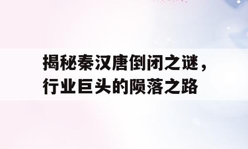 揭秘秦汉唐倒闭之谜，行业巨头的陨落之路