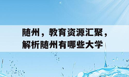 随州，教育资源汇聚，解析随州有哪些大学