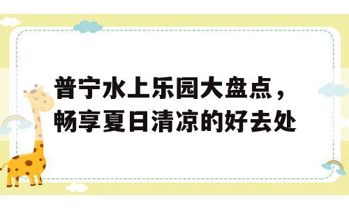 普宁水上乐园大盘点，畅享夏日清凉的好去处