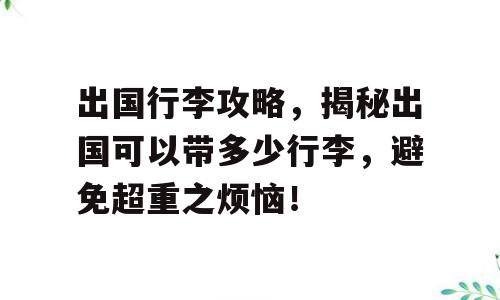 出国行李攻略，揭秘出国可以带多少行李，避免超重之烦恼！