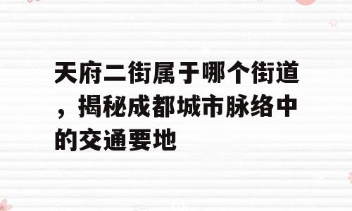 天府二街属于哪个街道，揭秘成都城市脉络中的交通要地