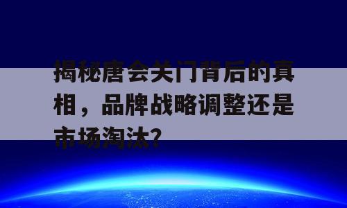揭秘唐会关门背后的真相，品牌战略调整还是市场淘汰？