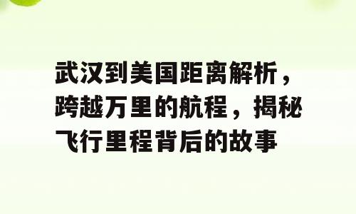 武汉到美国距离解析，跨越万里的航程，揭秘飞行里程背后的故事