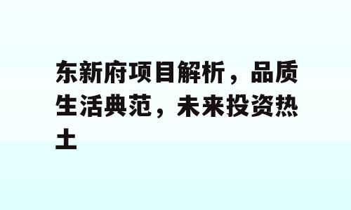 东新府项目解析，品质生活典范，未来投资热土