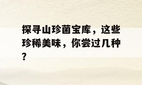 探寻山珍菌宝库，这些珍稀美味，你尝过几种？
