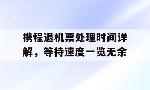 携程退机票处理时间详解，等待速度一览无余