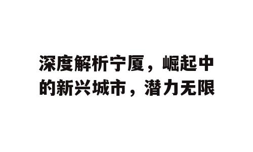 深度解析宁厦，崛起中的新兴城市，潜力无限
