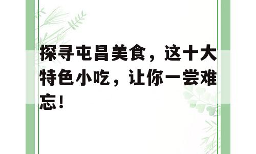 探寻屯昌美食，这十大特色小吃，让你一尝难忘！