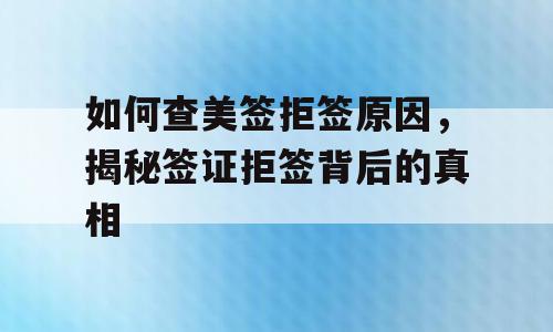 如何查美签拒签原因，揭秘签证拒签背后的真相