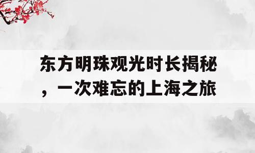 东方明珠观光时长揭秘，一次难忘的上海之旅
