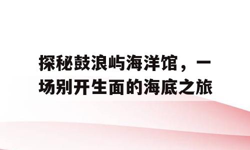 探秘鼓浪屿海洋馆，一场别开生面的海底之旅