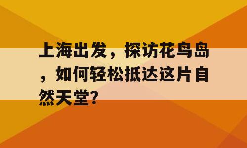 上海出发，探访花鸟岛，如何轻松抵达这片自然天堂？