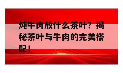 炖牛肉放什么茶叶？揭秘茶叶与牛肉的完美搭配！