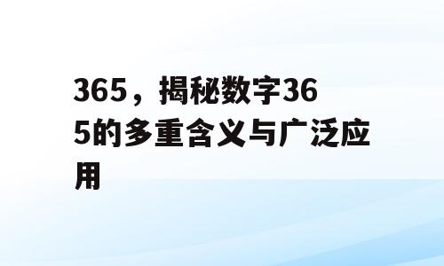 365，揭秘数字365的多重含义与广泛应用