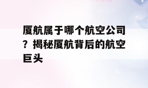 厦航属于哪个航空公司？揭秘厦航背后的航空巨头