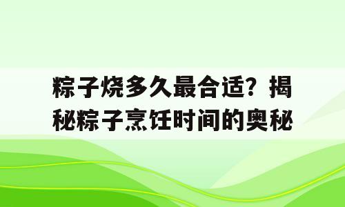 粽子烧多久最合适？揭秘粽子烹饪时间的奥秘