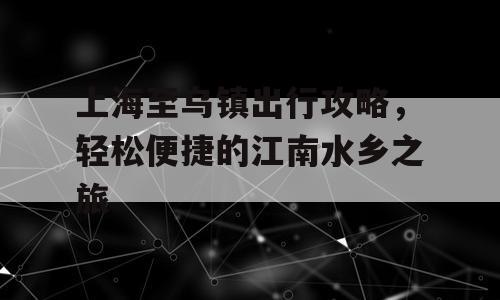 上海至乌镇出行攻略，轻松便捷的江南水乡之旅