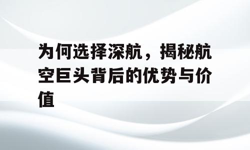 为何选择深航，揭秘航空巨头背后的优势与价值