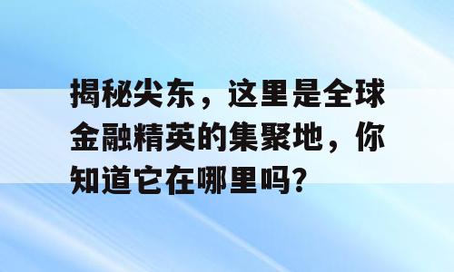 揭秘尖东，这里是全球金融精英的集聚地，你知道它在哪里吗？
