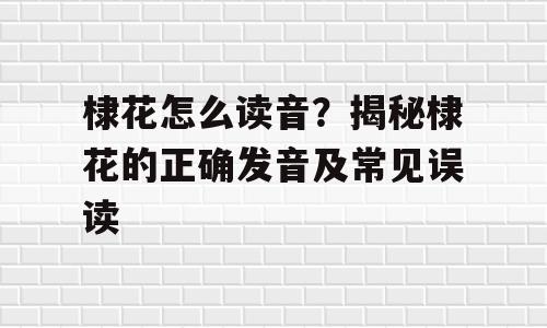 棣花怎么读音？揭秘棣花的正确发音及常见误读