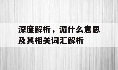 深度解析，湄什么意思及其相关词汇解析