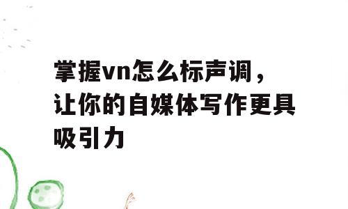 掌握vn怎么标声调，让你的自媒体写作更具吸引力