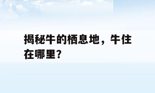 揭秘牛的栖息地，牛住在哪里？