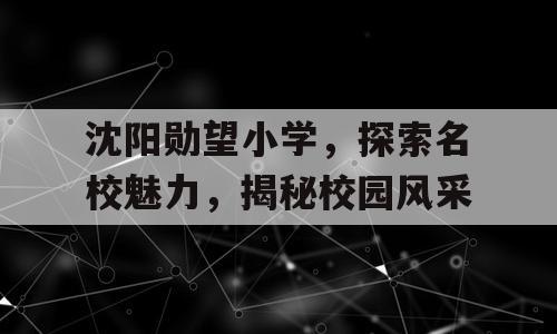 沈阳勋望小学，探索名校魅力，揭秘校园风采