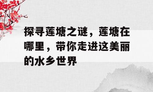 探寻莲塘之谜，莲塘在哪里，带你走进这美丽的水乡世界